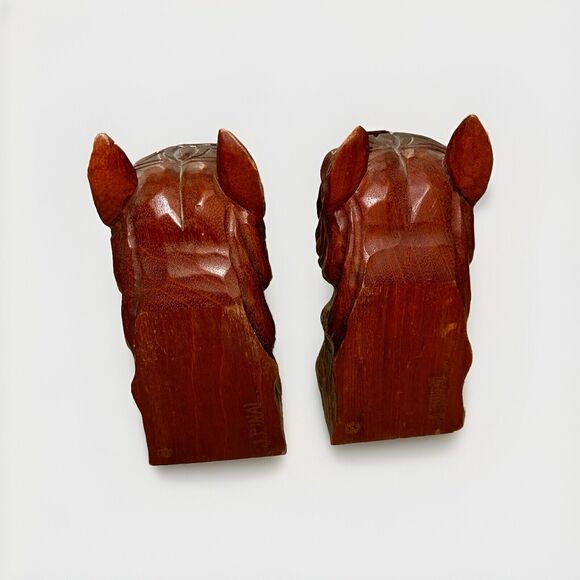 Vintage Jose J Pinal Wood Carved Book Ends Dog Set Boxer Mexican Art - Picture 3 of 10